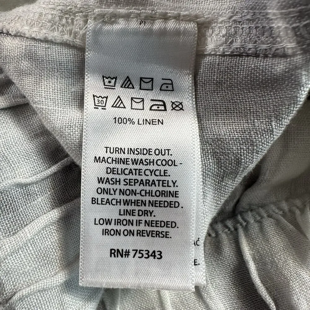 Rachel Zoe 100% Linen Size Large White Gray Tie Dye High Rise Jogger Pants 29x29 - Picture 8 of 8